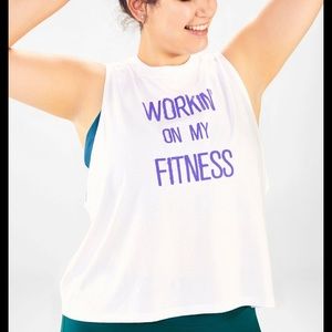 NWT FABLETICS White Gina Graphic Muscle Tank Top